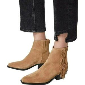 💕ALLSAINTS💕 Layla Suede Fringe Boots ~ Cognac Sand Brown ~ 38 NWT (No Box)